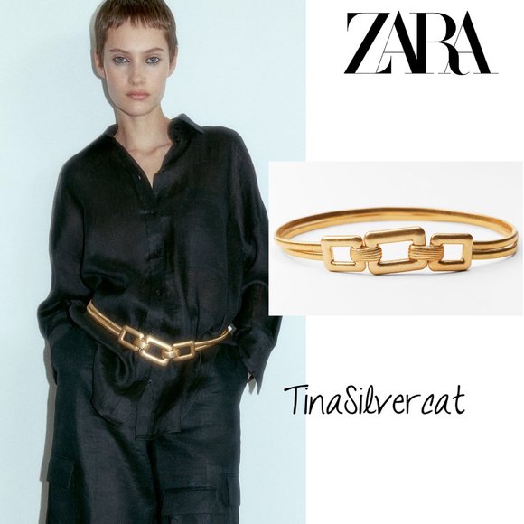 BLOGGER'S FAVE! Zara Gold Metal Belt NWT - Picture 10 of 17